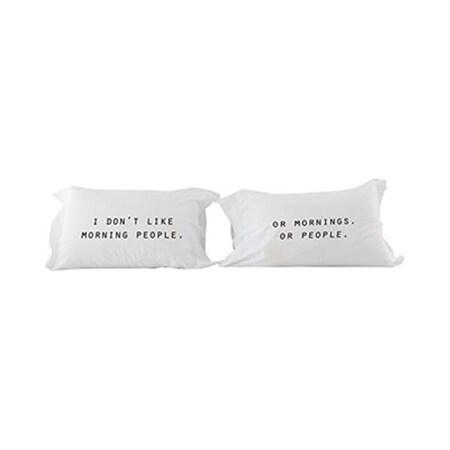 One Bella Casa One Bella Casa 82376CSE Morning People Pillow Case - Black; Set of 2 82376CSE